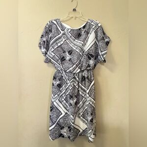 Shelby & Palmer Black and White Geometric Midi Dress